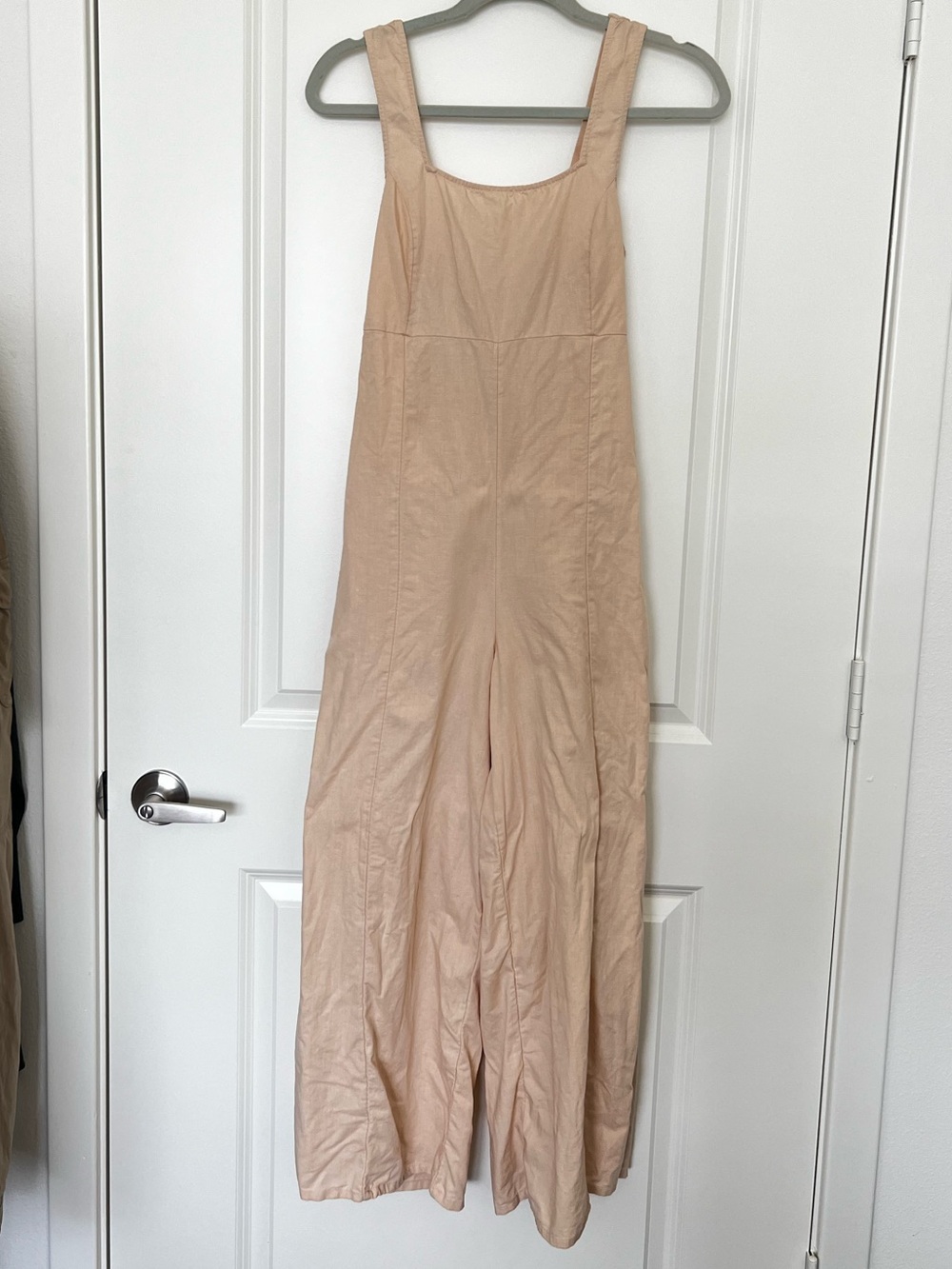 ASOS Beige Linen tie back jumpsuit romper size 2